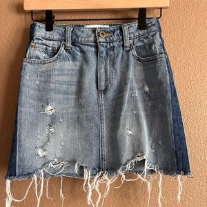 Pistola Distressed Raw Hem Mini Jean Skirt Size 25